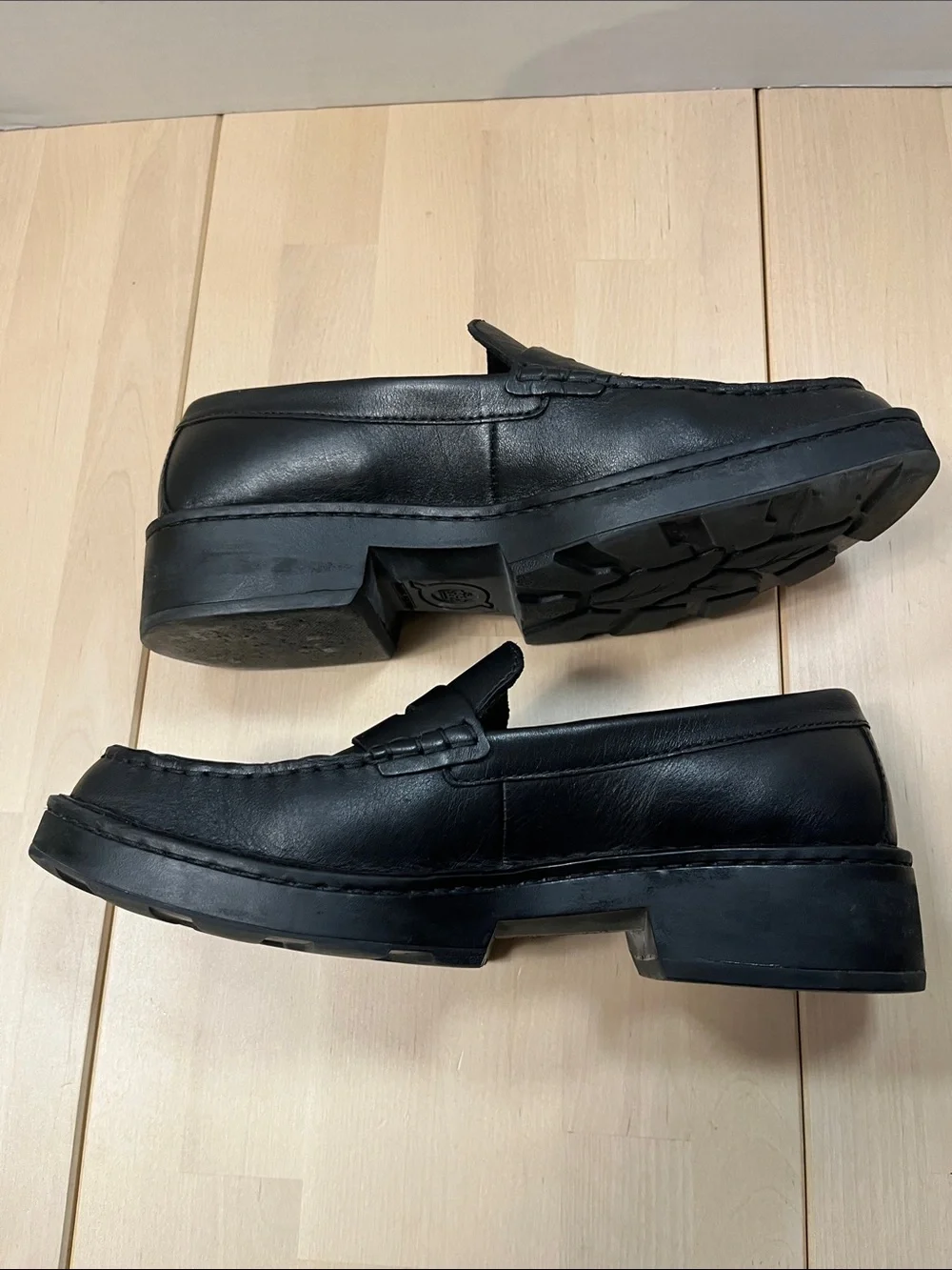 Born Black Leather Carrera Loafers Chunky Heeled Slip On Shoes Women’s 10 M